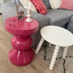 Xenos Bijzettafel diabolo - roze - ø33x50 cm- Bijzettafels