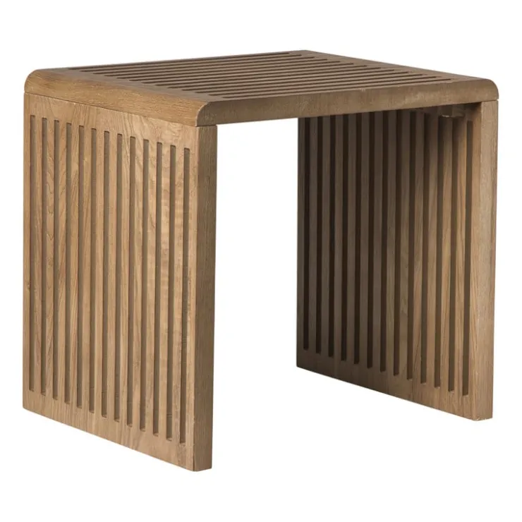 Xenos Bijzettafel Japandi groot - bruin - 40x42x35 cm- Bijzettafels