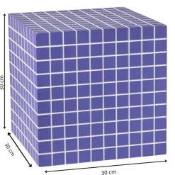 Xenos Bijzettafel kubus checks - paars - 30x30x30 cm- Bijzettafels