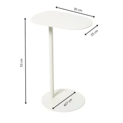 Xenos Bijzettafel Mica ovaal - wit - 53x35x25 cm- Bijzettafels