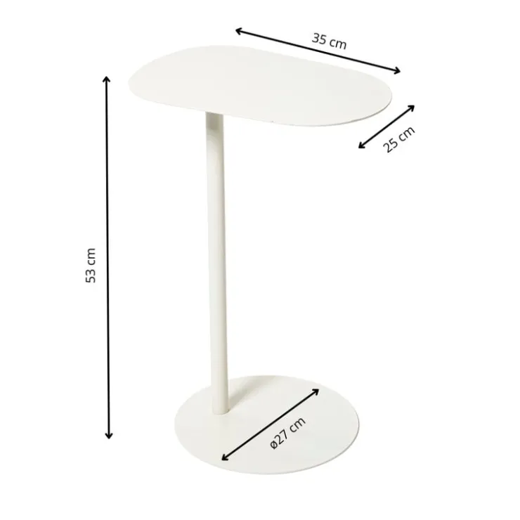 Xenos Bijzettafel Mica ovaal - wit - 53x35x25 cm- Bijzettafels