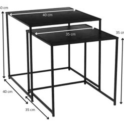 Xenos Bijzettafel Noah - zwart - set van 2- Salontafels|Bijzettafels