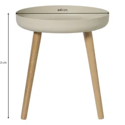 Xenos Bijzettafel Nordic - wit/naturel - ø40x43 cm- Bijzettafels