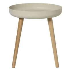 Xenos Bijzettafel Nordic - wit/naturel - ø40x43 cm- Bijzettafels
