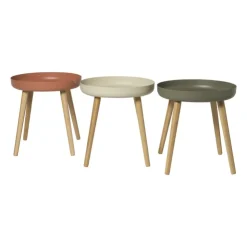 Xenos Bijzettafel Nordic - wit/naturel - ø40x43 cm- Bijzettafels