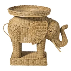 Xenos Bijzettafel olifant - rotan - 65x55x45 cm- Bijzettafels