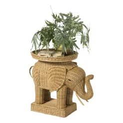Xenos Bijzettafel olifant - rotan - 65x55x45 cm- Bijzettafels