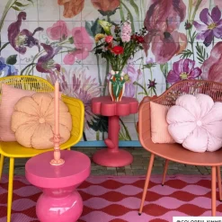 Xenos Bijzettafel pop-art flower - oranje - ø45x59 cm- Bijzettafels