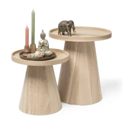 Xenos Bijzettafel Rondo groot - naturel - ø45x50 cm- Bijzettafels