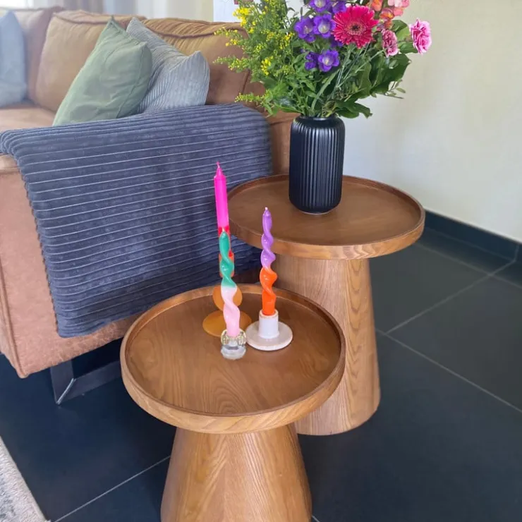 Xenos Bijzettafel Rondo groot - bruin - ø45x50 cm- Bijzettafels