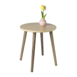 Xenos Bijzettafel Salvador - beige/bruin - ø36x41 cm- Bijzettafels