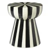 Xenos Bijzettafel stripes - beige/zwart - ø40x45 cm- Bijzettafels