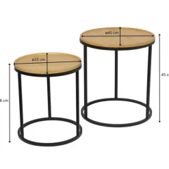 Xenos Bijzettafels Bamboe - MDF/metaal - set van 2- Salontafels|Bijzettafels