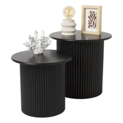 Xenos Bijzettafels Oslo - zwart - set van 2- Bijzettafels