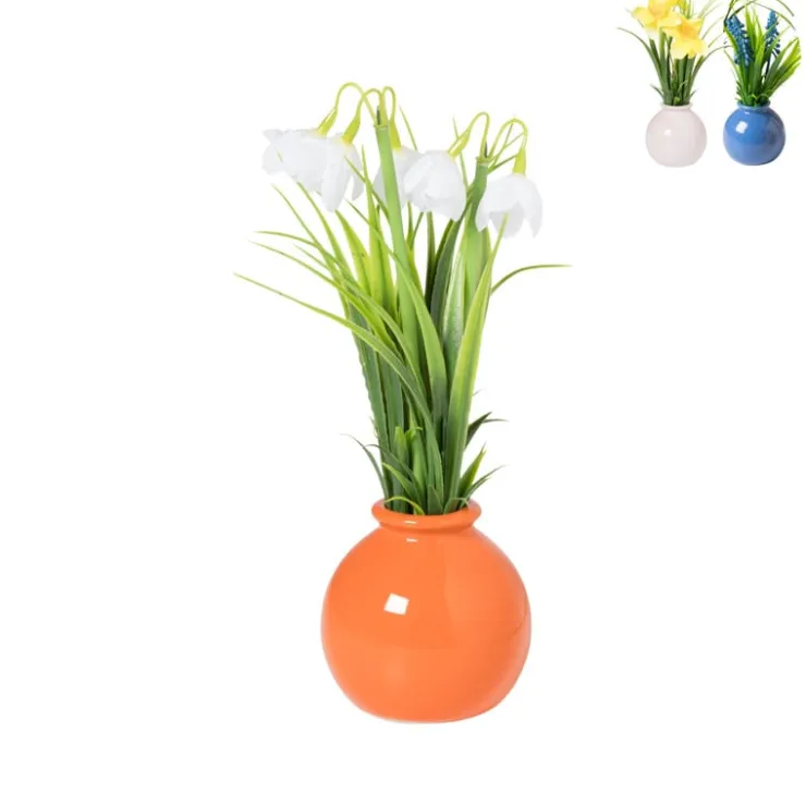 Xenos Bloemen in vaasje - diverse varianten - ø7x18 cm- Kunstbloemen