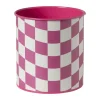 Xenos Bloempot geblokt groot - roze - ø13x14 cm- Bloempotten