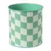 Xenos Bloempot geblokt klein - groen - ø12x13 cm- Bloempotten