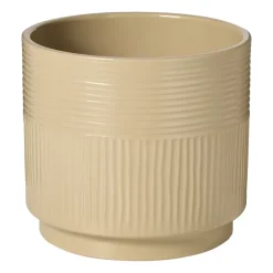 Xenos Bloempot lijnen - beige - ø19x17 cm- Bloempotten