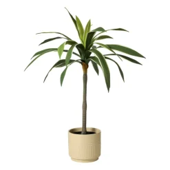 Xenos Bloempot lijnen - beige - ø19x17 cm- Bloempotten