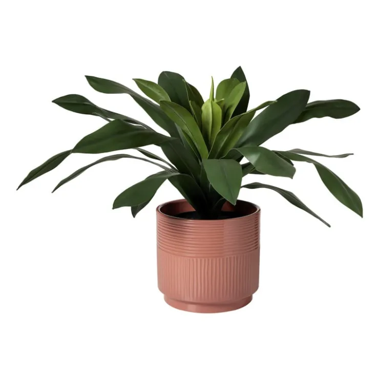 Xenos Bloempot lijnen - roze - ø19x17 cm- Bloempotten