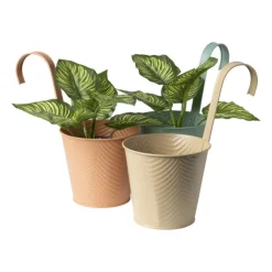 Xenos Bloempot met hengsel - groen - 25x20x14 cm- Plantenbakken|Bloempotten