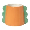 Xenos Bloempot met oortjes - oranje/groen - ø10x14.5 cm- Bloempotten