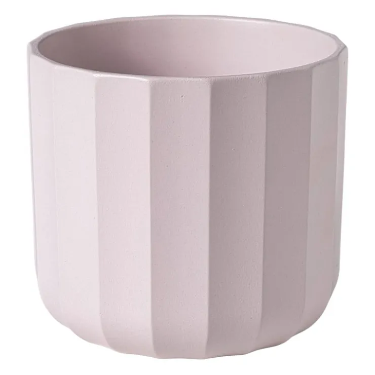Xenos Bloempot streep - roze - ø13.5x12.6 cm- Bloempotten