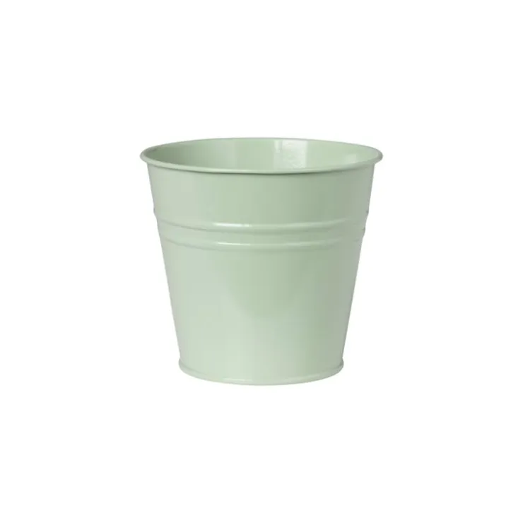 Xenos Bloempotje ijzer - groen - 10x7x9.5 cm- Bloempotten