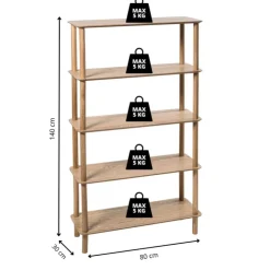 Xenos Boekenkast Scandi - naturel - 140x80x30 cm- Boekenkasten|Vakkenkasten