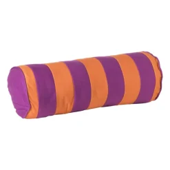Xenos Bolster kussen met strepen - paars/oranje - ø18x45 cm- Kussens