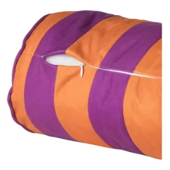 Xenos Bolster kussen met strepen - paars/oranje - ø18x45 cm- Kussens