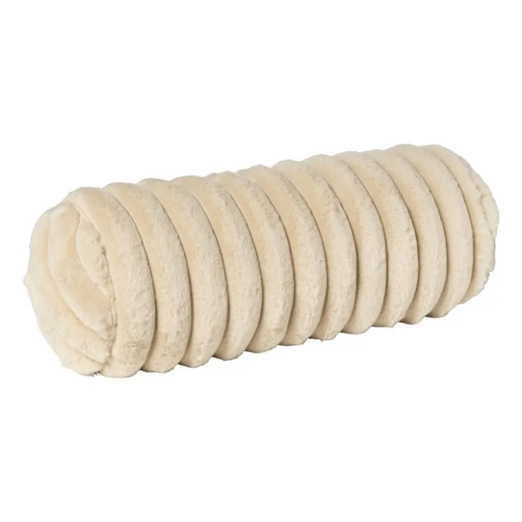 Xenos Bolster kussen rib - beige - ø15x45 cm- Kussens