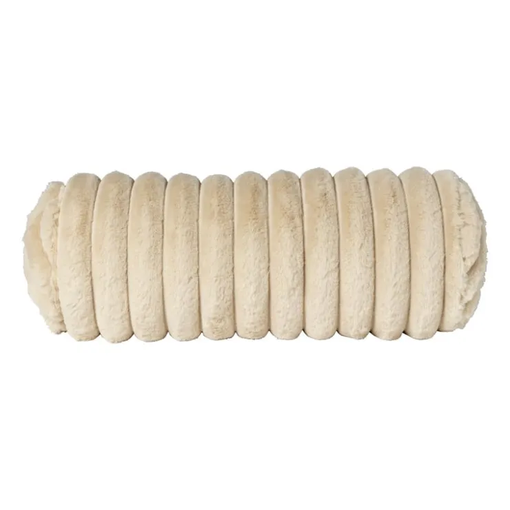 Xenos Bolster kussen rib - beige - ø15x45 cm- Kussens