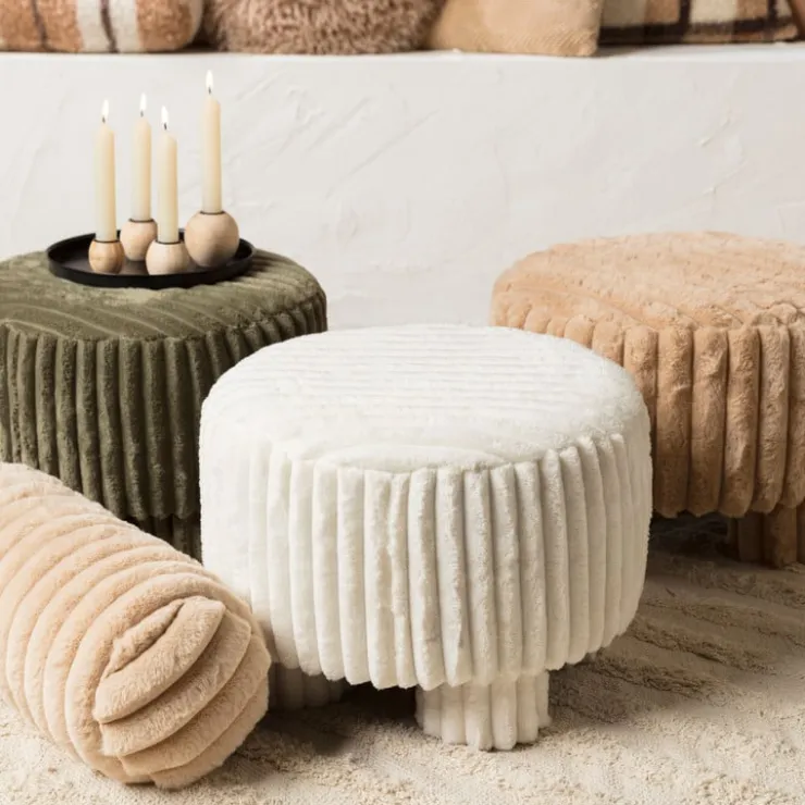 Xenos Bolster kussen rib - beige - ø15x45 cm- Kussens