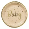 Xenos Bord baby - goudkleurig - set van 8- Wegwerpservies|Babyshower