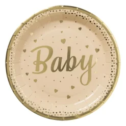 Xenos Bord baby - goudkleurig - set van 8- Wegwerpservies|Babyshower