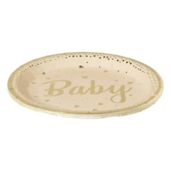 Xenos Bord baby - goudkleurig - set van 8- Wegwerpservies|Babyshower