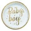 Xenos Bord baby boy - blauw/goudkleurig - set van 8- Wegwerpservies|Babyshower