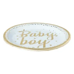 Xenos Bord baby boy - blauw/goudkleurig - set van 8- Wegwerpservies|Babyshower
