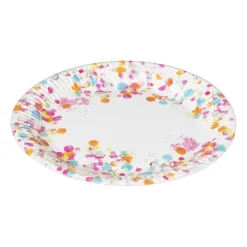 Xenos Bord Confetti - set van 8 - ø23 cm- Wegwerpservies|Kinderfeestjes