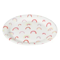 Xenos Bord Rainbow - set van 8 - ø23 cm- Wegwerpservies|Kinderfeestjes