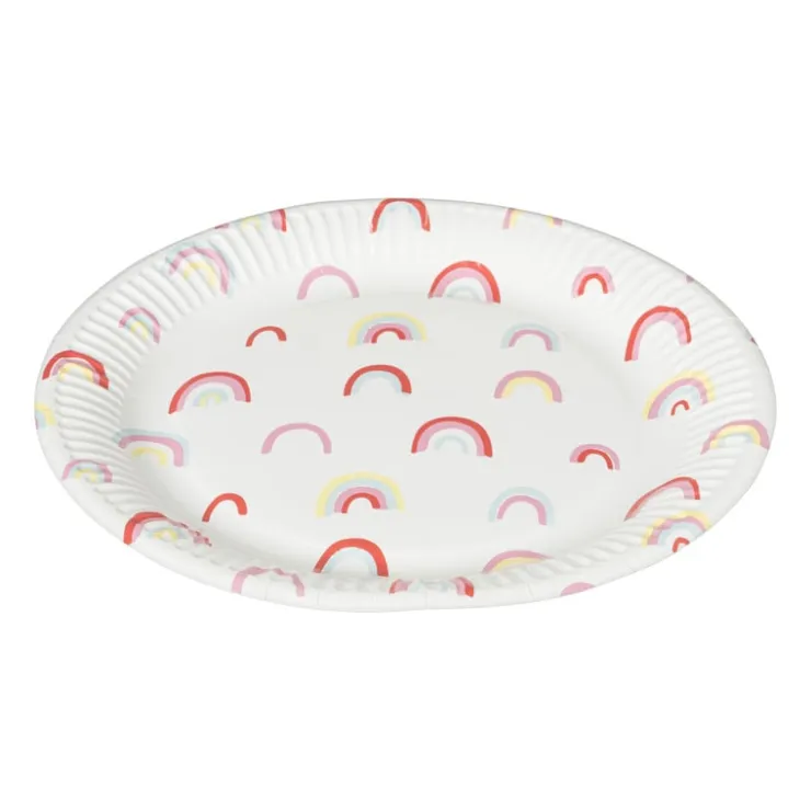 Xenos Bord Rainbow - set van 8 - ø23 cm- Wegwerpservies|Kinderfeestjes