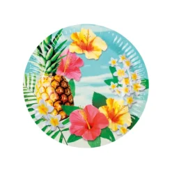 Xenos Borden tropical - set van 10 - ø23 cm- Wegwerpservies|Kinderfeestjes