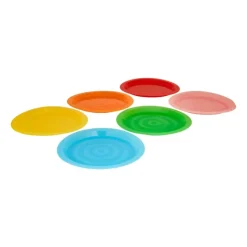 Xenos Bordjes - multikleur - kunststof - ø19 cm - set van 6- Buitenservies|Kinderservies