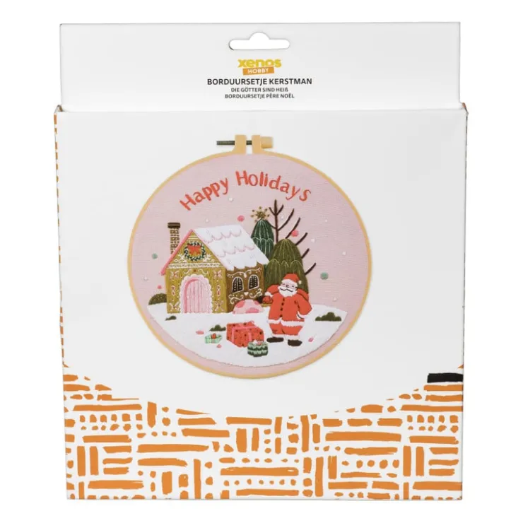 Xenos Borduursetje kerstman - ø18 cm- Kerst Knutselen|Kerstcadeaus