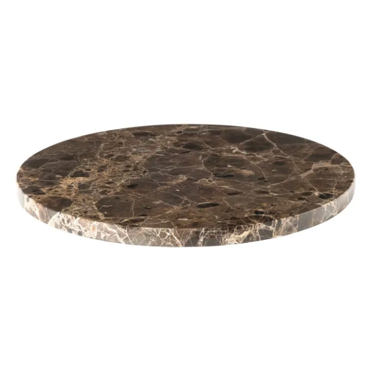 Xenos Borrelplank marmer rond - bruin - ø28x1.5 cm- Borrelplanken