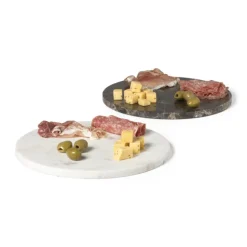 Xenos Borrelplank marmer rond - bruin - ø28x1.5 cm- Borrelplanken
