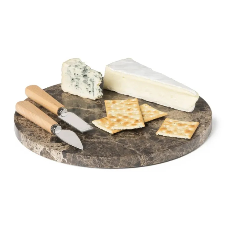 Xenos Borrelplank marmer rond - bruin - ø28x1.5 cm- Borrelplanken