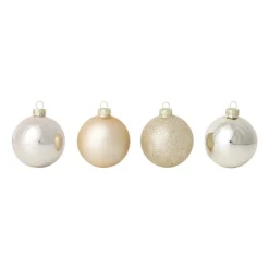 Xenos Box met kerstballen - goudkleurig - ø7 cm - set van 8- Kerstballen