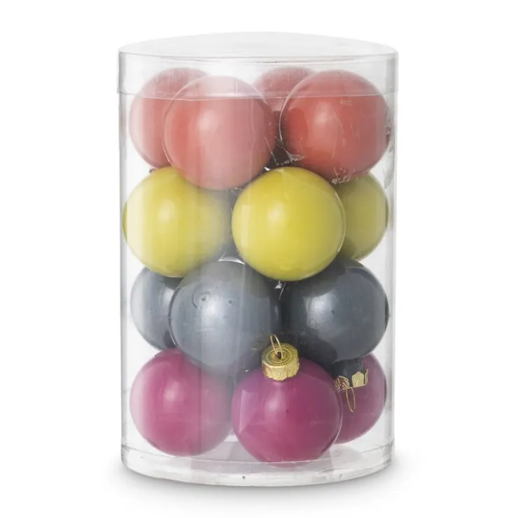 Xenos Box met kerstballen - multikleur - ø4 cm - set van 16- Kerstballen